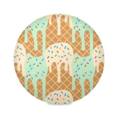 Imagem de Wassud Jogo americano tapetes redondos de sorvete para cozinha e jantar tapetes laváveis resistentes ao calor decoração de mesa 39 cm