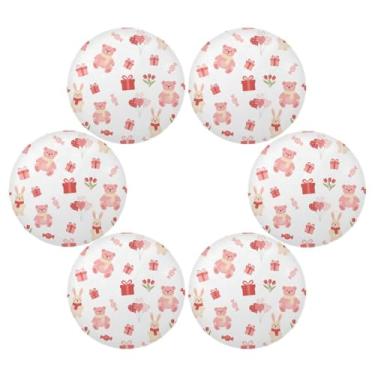 Imagem de Wassud Jogo americano conjunto de 6 tapetes redondos de ursos e coelhos para cozinha e jantar tapetes laváveis resistentes ao calor para decoração de mesa 39 cm