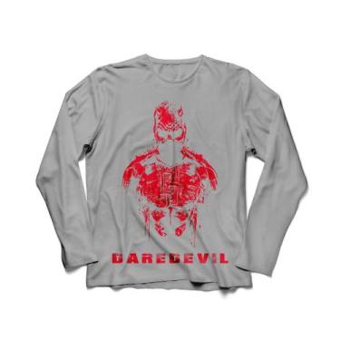 Imagem de Camiseta Manga Longa Masculina Demolidor, Cinza mescla claro, G