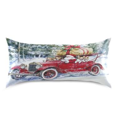 Imagem de Blueangle Fronha de cetim de carro vermelho vintage para cabelo e pele, fronha de seda, tamanho king (50,8 x 101,6 cm) - fronhas de cetim com fecho de envelope (952)