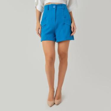 Imagem de Shorts susie alfaiataria bolso feminino - Susie Modas, Azul, P