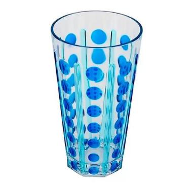 Imagem de Copo Longo de Bolinhas Azul Acrílico 50116 - EntreCasa