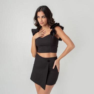 Imagem de Conjunto susie short saia linho feminino - Susie Modas, Preto, M, 10 u