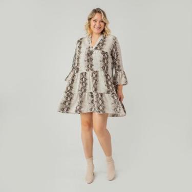 Imagem de Vestido susie animal print cobra feminino - Susie Modas, Bege, G1