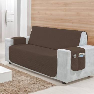 Imagem de Capa Protetora de Sofá Retrátil 2, 3 e 4 Lugares – Matelada, com Porta-Objetos, Conforto e Proteção para Sofás de 1,00 a 2,20m (MARROM,1 LUGAR 50cm/)