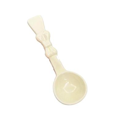 Imagem de Colher de cerâmica de baga pintada à mão linda colher de sorvete de sobremesa arco leite branco