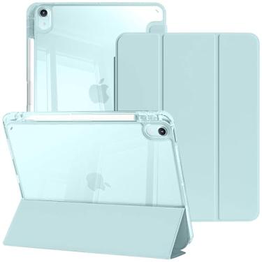 Imagem de YeaQuelior Capa para iPad Air de 11 polegadas M3/M2 (2025/2024), iPad Air 5ª/4ª geração (2022/2020), capa traseira transparente à prova de choque com suporte para lápis, despertar/hibernar