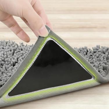 Imagem de 24 peças de fita de tapete, almofadas antiderrapantes para pisos e azulejos de madeira, fita de carpete reutilizável para tapetes de área, adesivos de tapete adesivo de dupla face mantêm os cantos