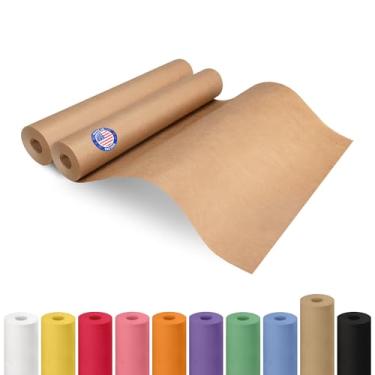 Imagem de Rolo de papel kraft marrom de 45,7 cm x 3048 cm, pacote com 2 - Papel artesanal de qualidade feito nos EUA para embrulho de presente, artes e artesanato infantil, projetos escolares - 100% reciclado