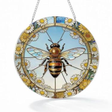 Imagem de Pendurado em acrílico para janela, flores de abelha, amarelas, portas de janela, decoração de casa, enfeite de Natal, presentes de aniversário para amantes de jardim