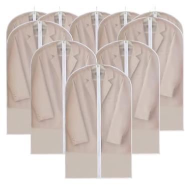 Imagem de Kit 10 Peças Organizador de Roupas 60x120cm contra Poeira com Tampa Protetora Capa Casaco Saco Translúcido Cobrir Terno