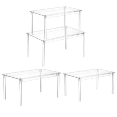 Imagem de UNICRAFTALE Organizador de armário de acrílico, 4 peças, organizador de especiarias transparente para armário de cozinha, prateleiras de mesa, bancada, organizador de cozinha, organizador de despensa