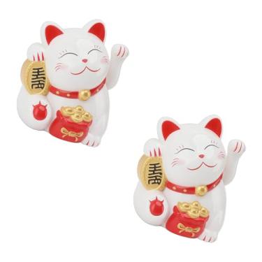 Imagem de AUNMAS Boa Sorte Acenando Gato, Gato Elétrico da Sorte para Hall de Entrada Loja Caixa Contador Painel do Carro Presente de Abertura, 2 Peças 5,5 pol. (MLY11020-1 Branco)