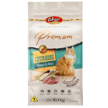 Imagem de Colosso Ração para Gatos Castrados, Frango e Arroz, 10,1kg, Premium, Alto Teor de Proteína 33%
