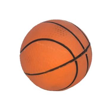 Imagem de Brinquedo Mordedor para Pet em Formato de Bola de Basquete, Laranja, 6,3cm, para Cães, Material Resistente com Textura
