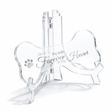 Imagem de Ptwola Presentes em memória de cachorro para perda de cachorro ornamento memorial cães gato perda simpatia presente acrílico forma osso placa decoração de mesa para cães filhotes falecimento lembrança