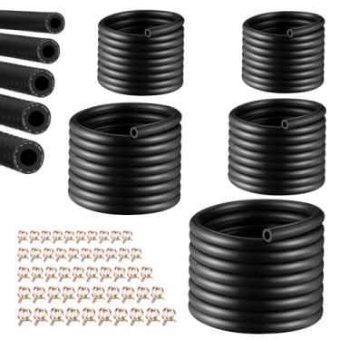 Imagem de Kit de mangueira de linha de combustível de 5 tamanhos - Mangueira de combustível de borracha ID NBR com 50 braçadeiras de alto desempenho 300PSI para tratores, motores pequenos, cortadores de grama e