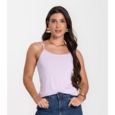 Imagem de Blusa Feminina de Alças Básica Rovitex Roxo, G, Roxo