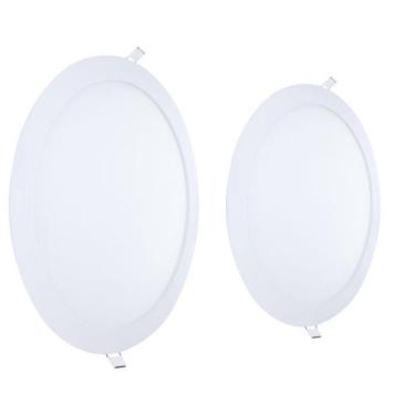 Imagem de Kit 2 Painel Embutir LED 6500K Luz Branco Frio 24W Bivolt Redondo Ilum