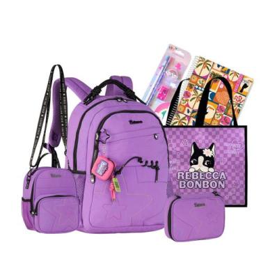 Imagem de Kit Mochila Escolar Juvenil Costas Luluca Original 2026 - CLIO, Roxo