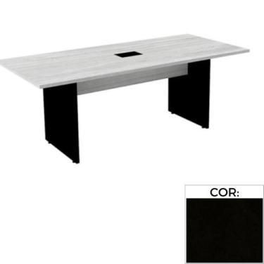 Imagem de Mesa de Reunião com Caixa de Tomada Retangular 260 x 120 cm Pé Painel 