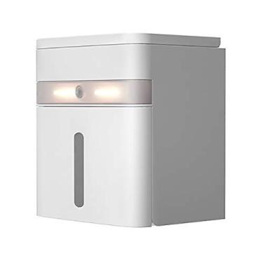 Imagem de U5GAAALPPQ9 Suportes de papel higiênico à prova d'água montados na parede com luzes LED sensor de papel higiênico Bo Rack de papel higiênico caixa de papel higiênico