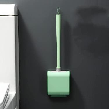 Imagem de Conjunto de escova de vaso sanitário/cabeça de escova de silicone única produtos de banheiro pendurar na parede ralo de ventilação acessórios de banheiro ferramentas de banheiro suporte de escova de