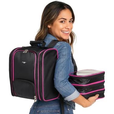 Imagem de Bolsa Feminina Mochila Termica Grande Porta Maquiagem Manicure Esmalte