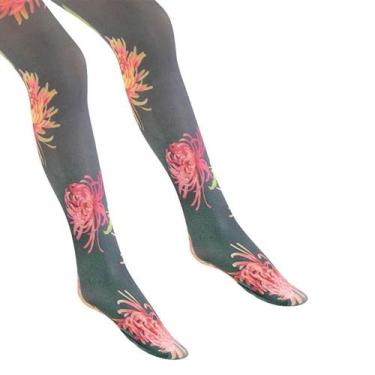 Imagem de Meia Calça Estampa Oriental Jiggy ORI Microfibra fio 50, Chumbo, ÚNICO