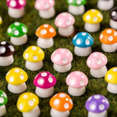 Imagem de Minicogumelos 80P Estatuetas de Cogumelo Resina Pequena Resina a Granel para Miniatura Paisagem Aquário Vaso Jardim de Fadas Acessórios Decoração de Casa Lembranças de Festa Presentes