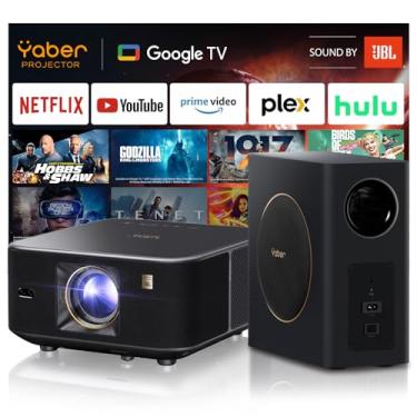 Imagem de Projetor inteligente Yaber K3 Pro com Google TV, som de alto-falante de 30 W da JBL e kit de subwoofer, Dolby Audio, projetor de filmes doméstico/externo com WiFi6 e Bluetooth, aplicativo Netflix 7000