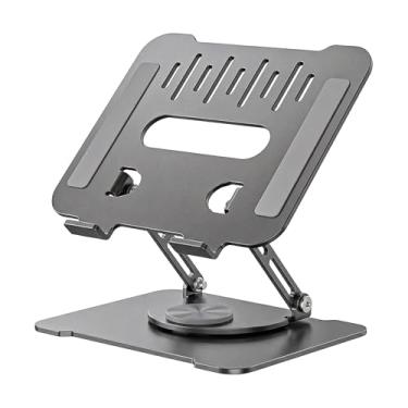 Imagem de Suporte para Notebook Ajustável Base Giratória 360º Apoio Dobrável Laptop até 17 Polegadas Resistente Estável Ergonômico Articulado Portátil de Mesa em Metal
