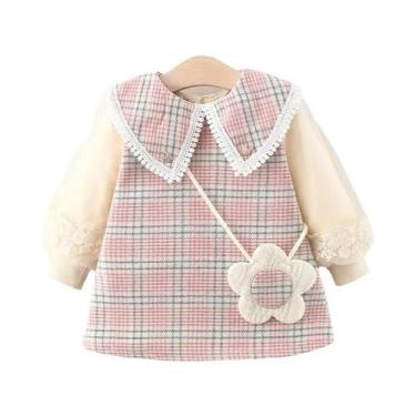 Imagem de Vestido De Manga Longa Em Xadrez Para Meninas, Primavera E Outono, Ado