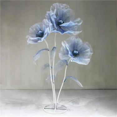 Imagem de Flores grandes de organza artificial - Flores falsas grandes para decoração de corredor, festa, jardim e casamento - Perfeito para decoração elegante e eventos