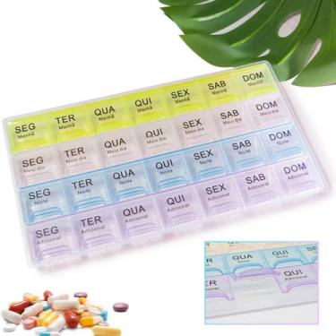 Imagem de Porta Cápsulas Comprimidos Diario Semanal Mensal 28 Cavidades Caixa Pí