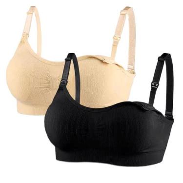 Imagem de KIT 2 Sutiãs Sutian Soutien De Amamentação Bojo Removível COR:BEGE/CIN