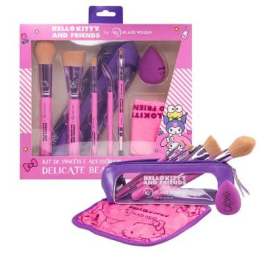 Imagem de Kit de Pincéis, Esponja, Toalha Demaquilante e Nécessaire Hello Kitty 