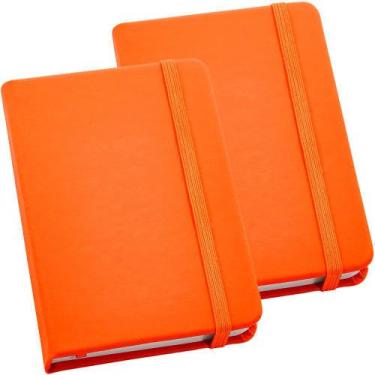 Imagem de Kit 2x Caderneta de Anotações 9x14cm 80 Fls Sem Pauta Laranja - TopGet