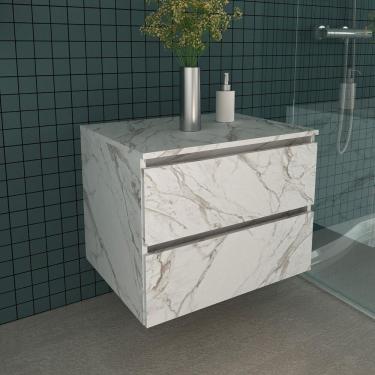 Imagem de Gabinete Banheiro 2 Gavetas 60Cm Cr10087 Mármore Branco