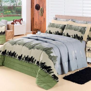 Imagem de Kit Edredom Desire Casal Padrão 5 Peças Percal 200 Fios 100% Algodão - Estampa Texas