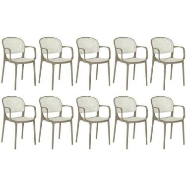Imagem de Kit 10 Cadeiras de Jantar Roma Prática com Braços para Sala e Cozinha 