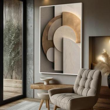 Imagem de Quadro com Moldura e Acrilico Cristal Vidro Geométrico Mármore para Sa