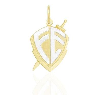 Imagem de Pingente Escudo Fé Com Ródio - Brilhante Folheados