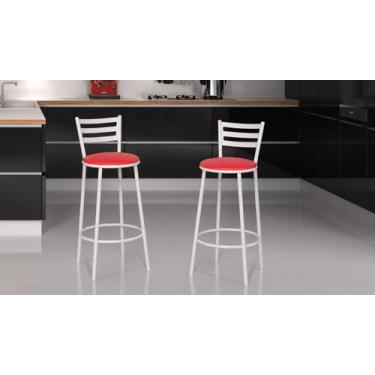 Imagem de Kit banqueta com encosto altura de 70cm e assento de 35cm Cor:Vermelho