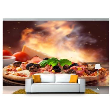 Imagem de Papel De Parede Alimento Pizza Gourmet 3D Al131