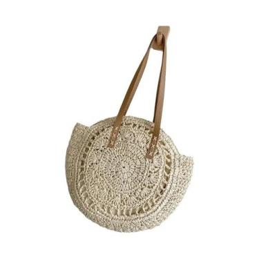Imagem de Bolsa de Praia de Palha Grande para Verão - Tote Simples e Vazada para