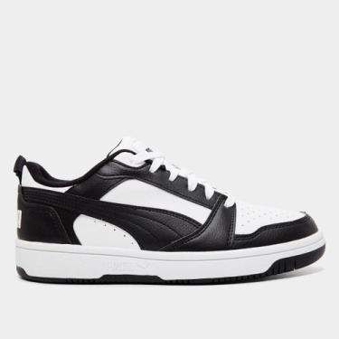 Imagem de Tênis Infantil Puma Rebound V6, Preto, Branco, 34