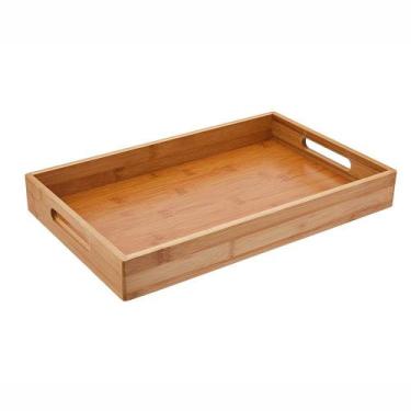 Imagem de Bandeja Retangular com Alças em Bambu EcoKitchen 40x25cm Mimo