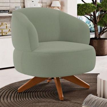 Imagem de Poltrona Decorativa Orgânica Living Have Base Madeira Giratória Bouclê