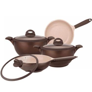 Imagem de Conjunto De Panelas Fogão Indução 4 Peças Cerâmico Belga, Cerâmico, 4 